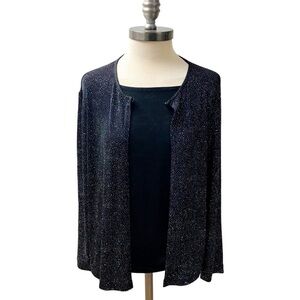 NOTATIONS Petite One Piece Twin Set Women’s SZ Small Petite Black Sparkle